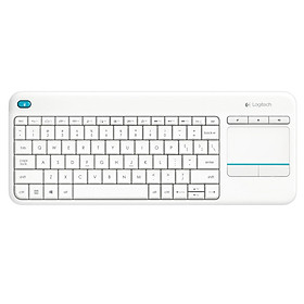 Bàn phím không dây Logitech K400 Plus - có touchpad để kết nối PC đến TV, nút Media tùy chỉnh, phù hợp Laptop/ TV/ Tablets - Màu